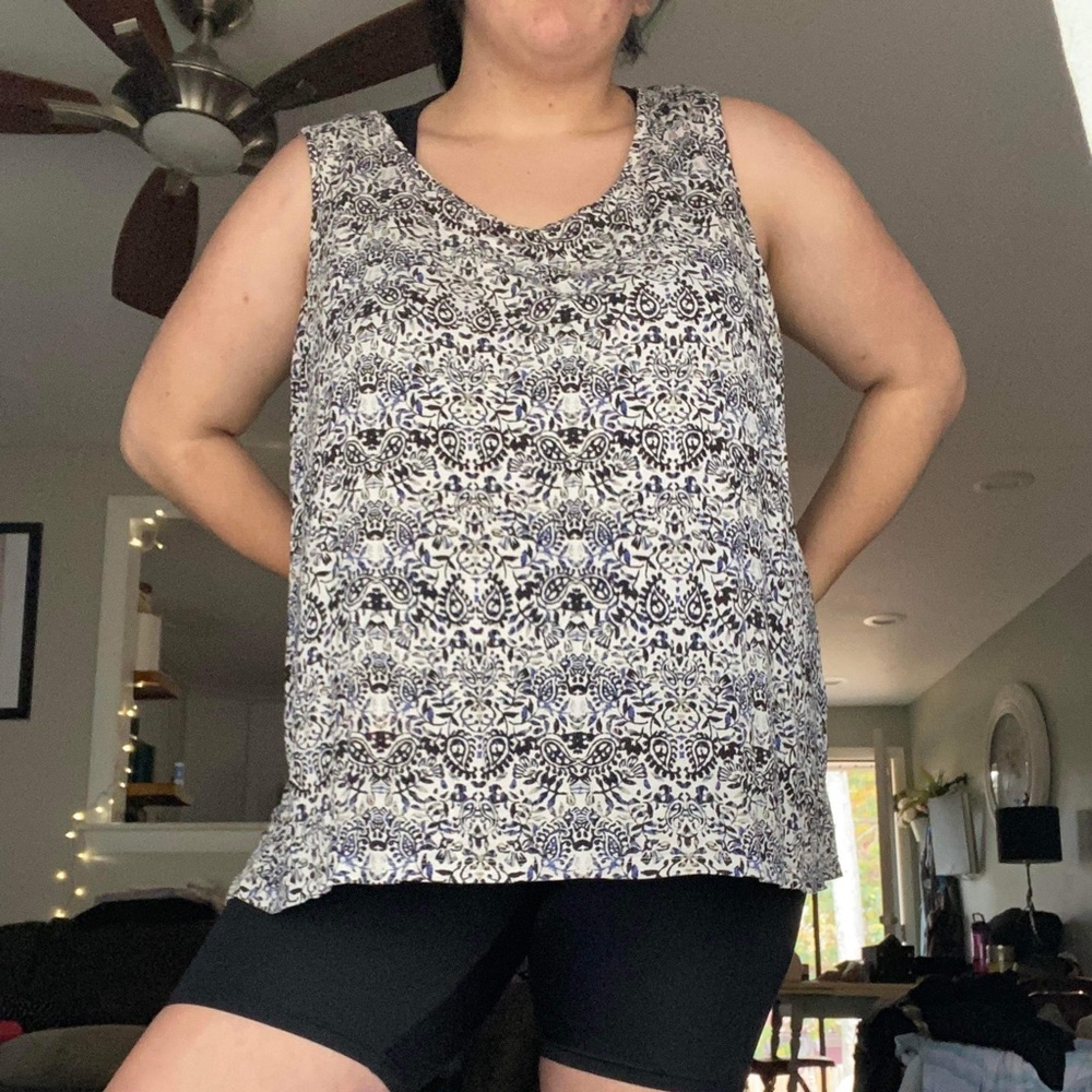 Cynthia Rowley Womens 3X Loose Paisley Tank Top Comfy